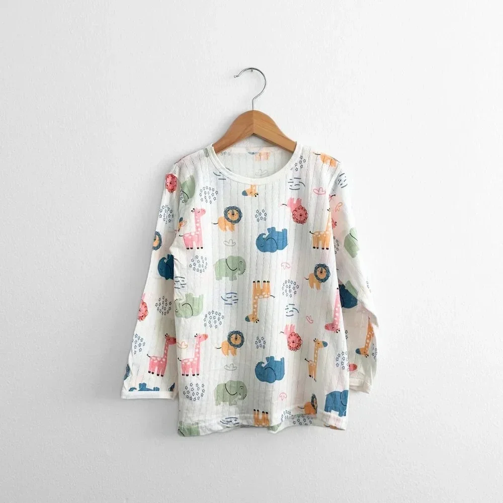 NWT Cute Unisex Sleep N' Play Long Sleeve Top & Pants Pajamas Set Animals 6Y
